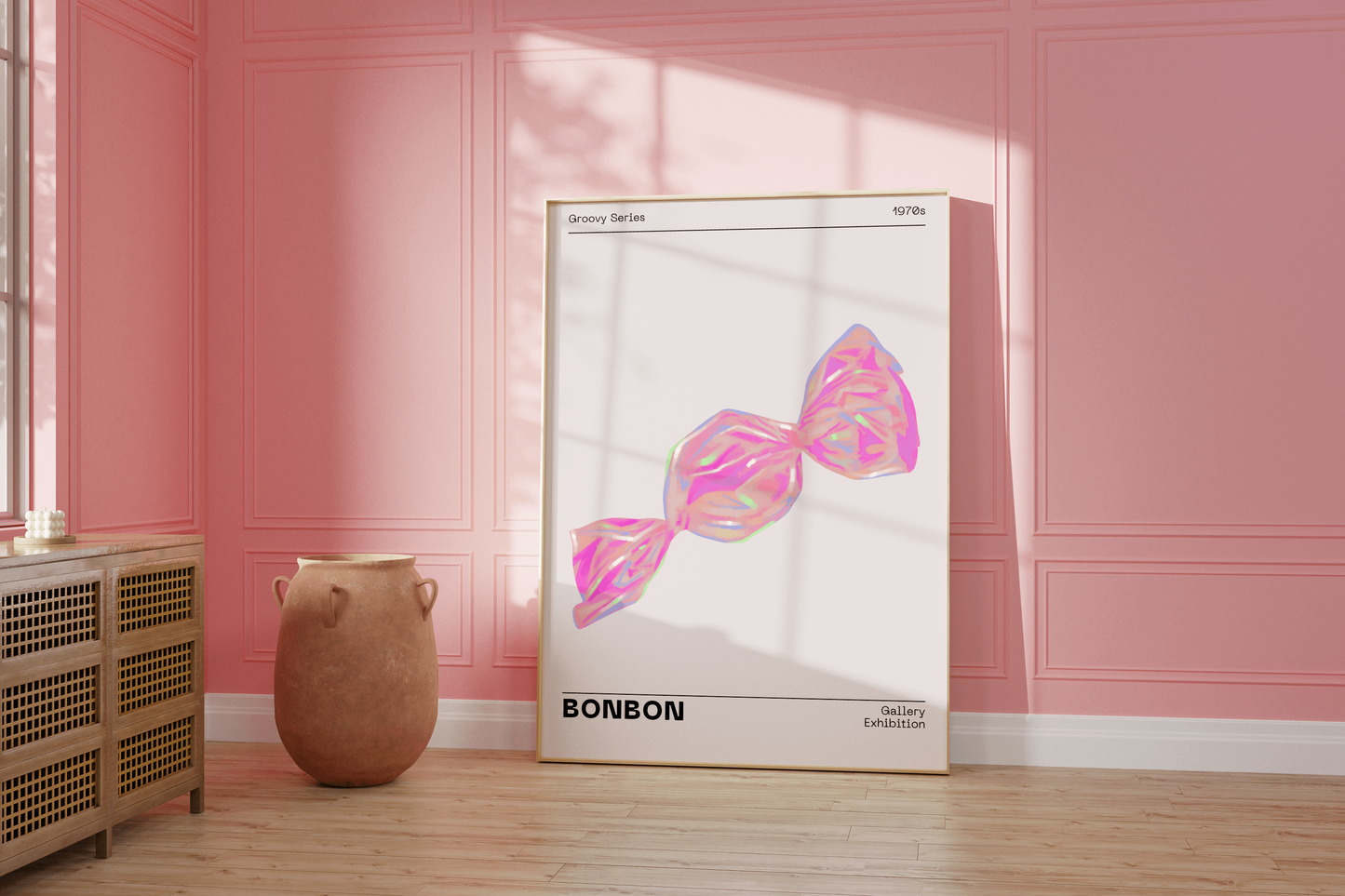 Funky Wall Art, Pastel Pink Candy Poster, Fun Playful Print, Eclectic Trendy Home Decor, Dreamy Aesthetic, Preppy Gallery, Modern Pop Art