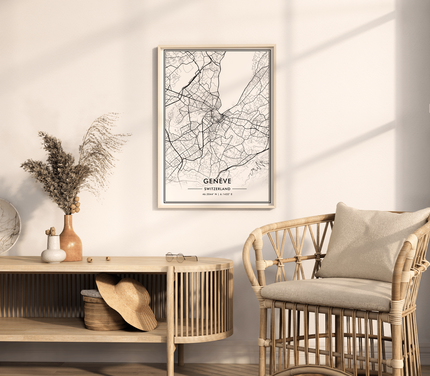 Geneva City Map Wall Art, Modern Black and White Print, Switzerland Minimalist Travel Poster, Aesthetic Home Decor, Swiss Gift, Trendy Art