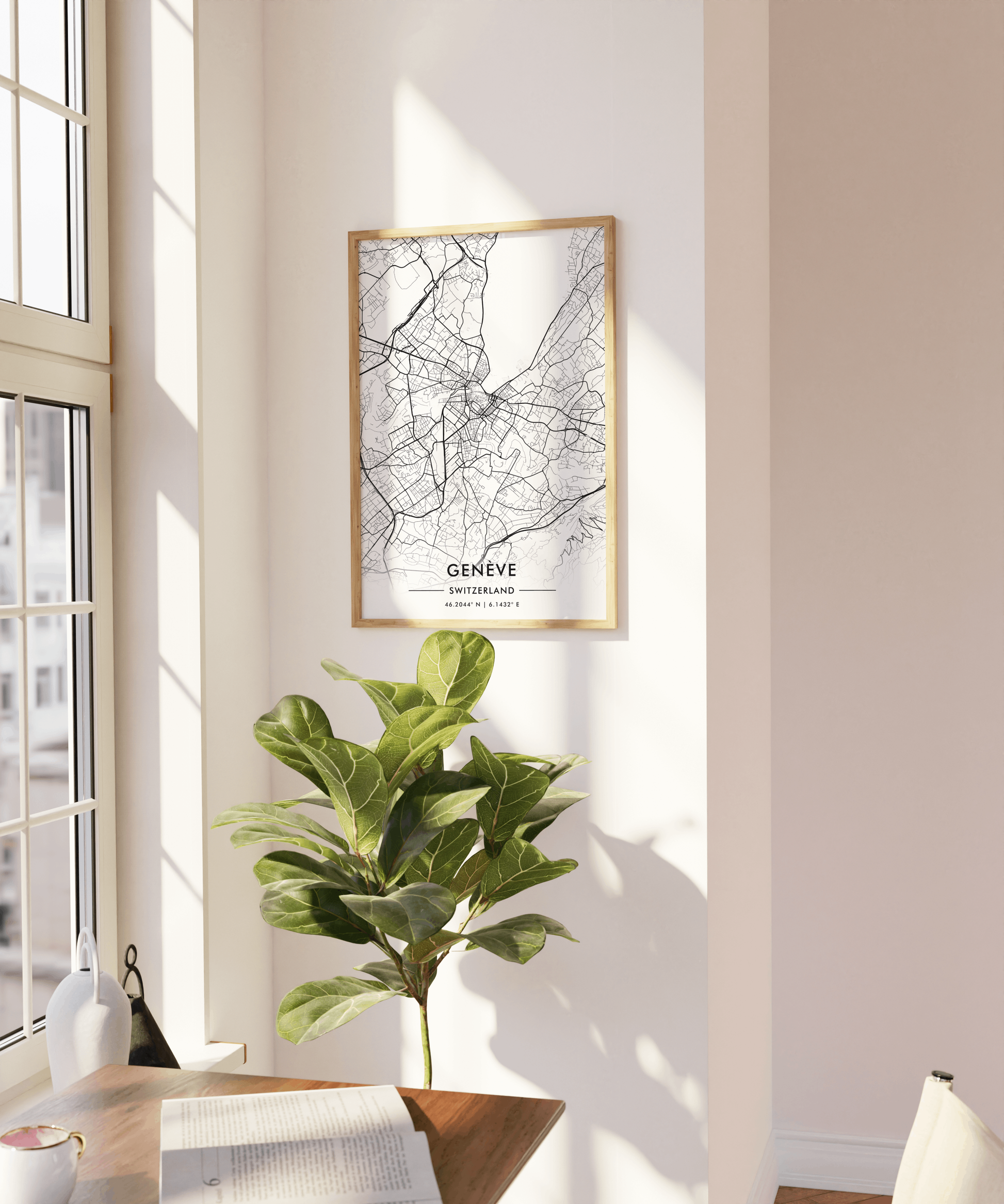 Geneva City Map Wall Art, Modern Black and White Print, Switzerland Minimalist Travel Poster, Aesthetic Home Decor, Swiss Gift, Trendy Art
