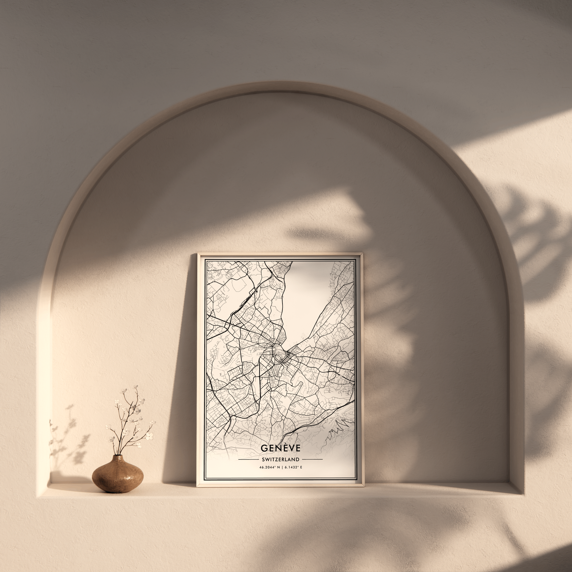 Geneva City Map Wall Art, Modern Black and White Print, Switzerland Minimalist Travel Poster, Aesthetic Home Decor, Swiss Gift, Trendy Art