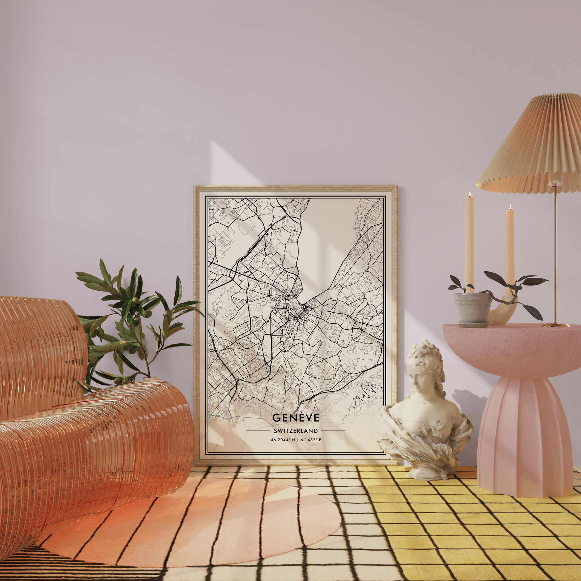 Geneva City Map Wall Art, Modern Black and White Print, Switzerland Minimalist Travel Poster, Aesthetic Home Decor, Swiss Gift, Trendy Art