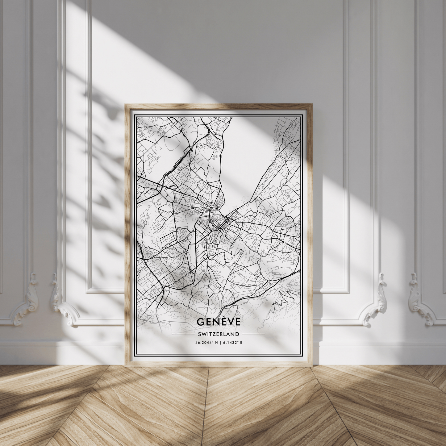 Geneva City Map Wall Art, Modern Black and White Print, Switzerland Minimalist Travel Poster, Aesthetic Home Decor, Swiss Gift, Trendy Art