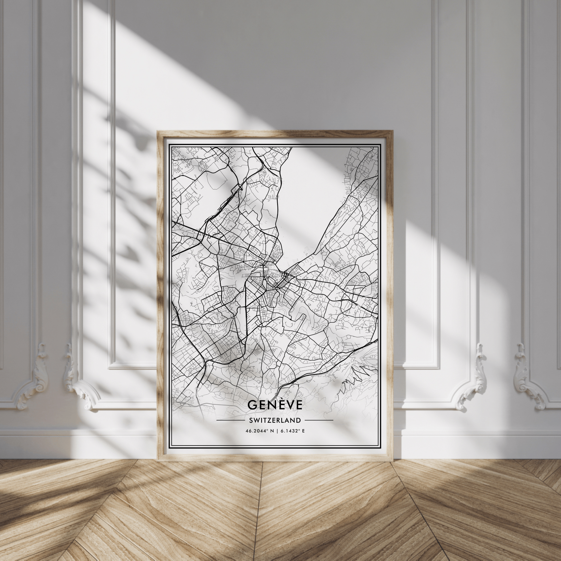 Geneva City Map Wall Art, Modern Black and White Print, Switzerland Minimalist Travel Poster, Aesthetic Home Decor, Swiss Gift, Trendy Art
