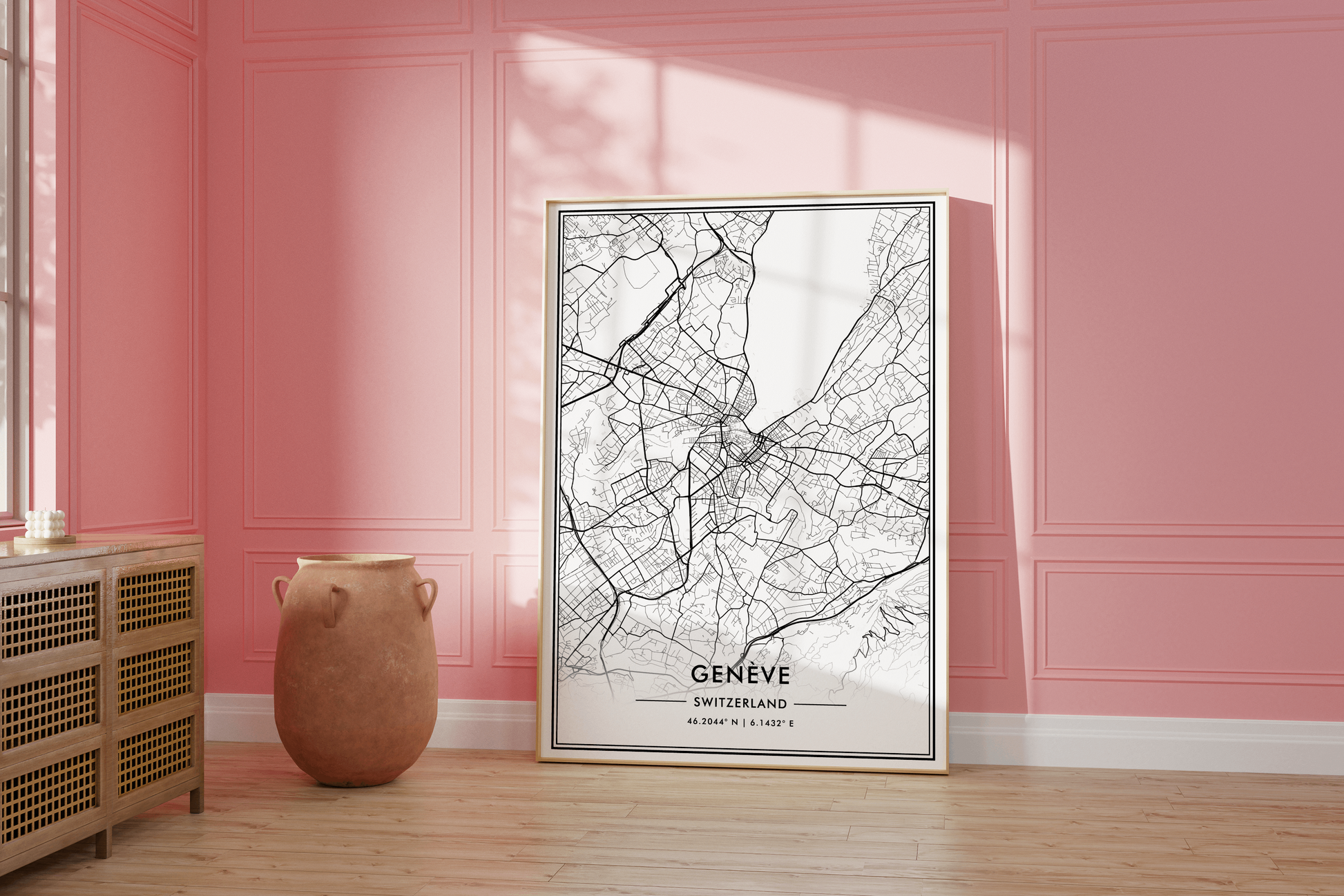 Geneva City Map Wall Art, Modern Black and White Print, Switzerland Minimalist Travel Poster, Aesthetic Home Decor, Swiss Gift, Trendy Art