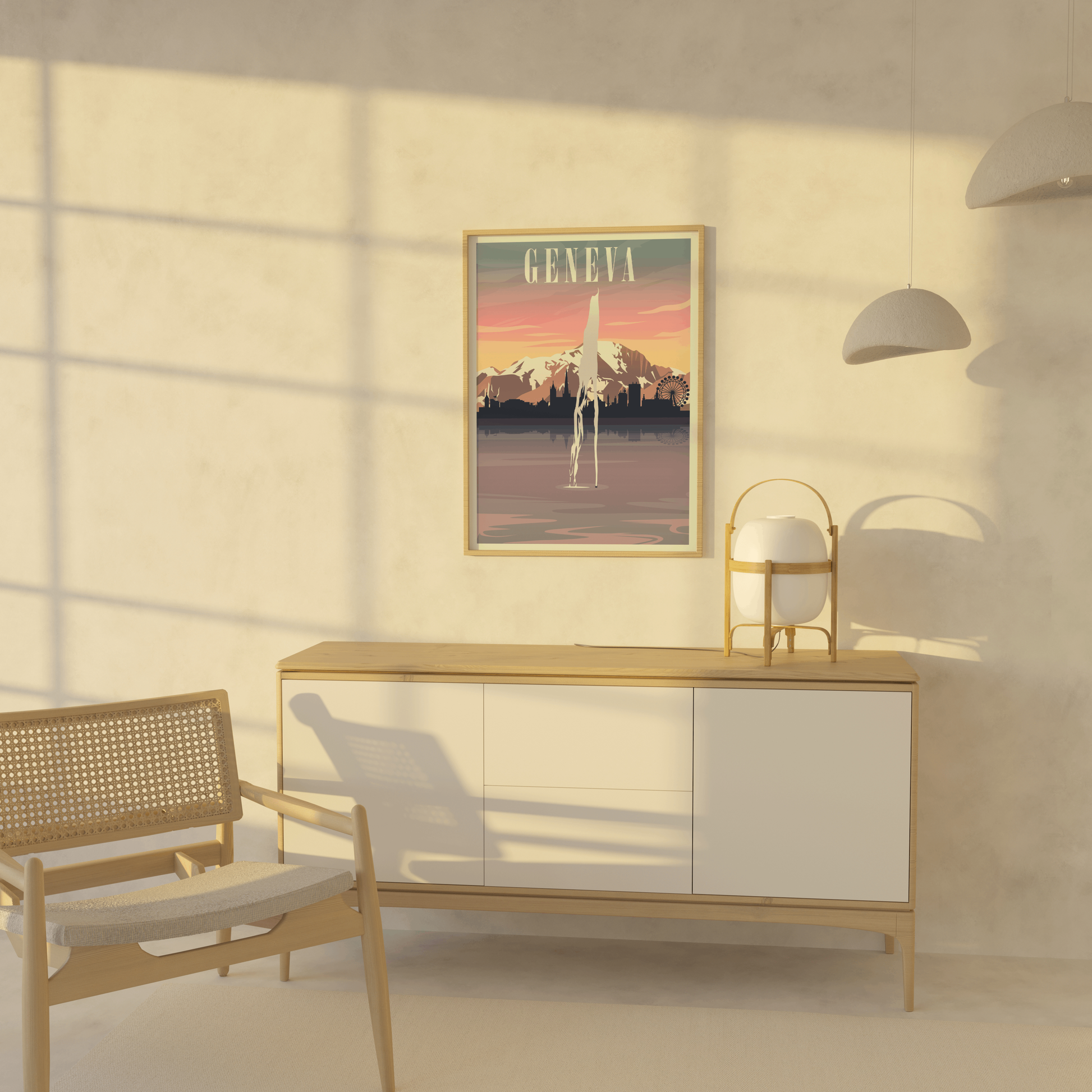 Jet d'Eau Fountain Travel Poster, Geneva Switzerland Wall Art, Etsy Suisse, Swiss Gift, Geneve, Lac Leman
