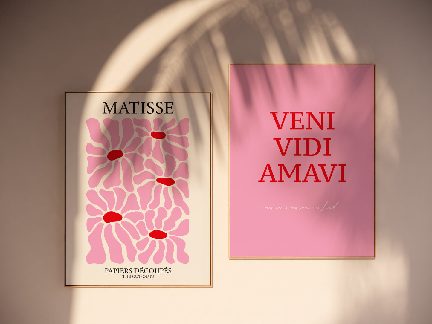 Gallery Wall Art Set of 3, Henri Matisse Flower Market & Veni Vidi Amavi Posters, Aesthetic Pink Red Decor, Printable Art Bundle, Trendy Set