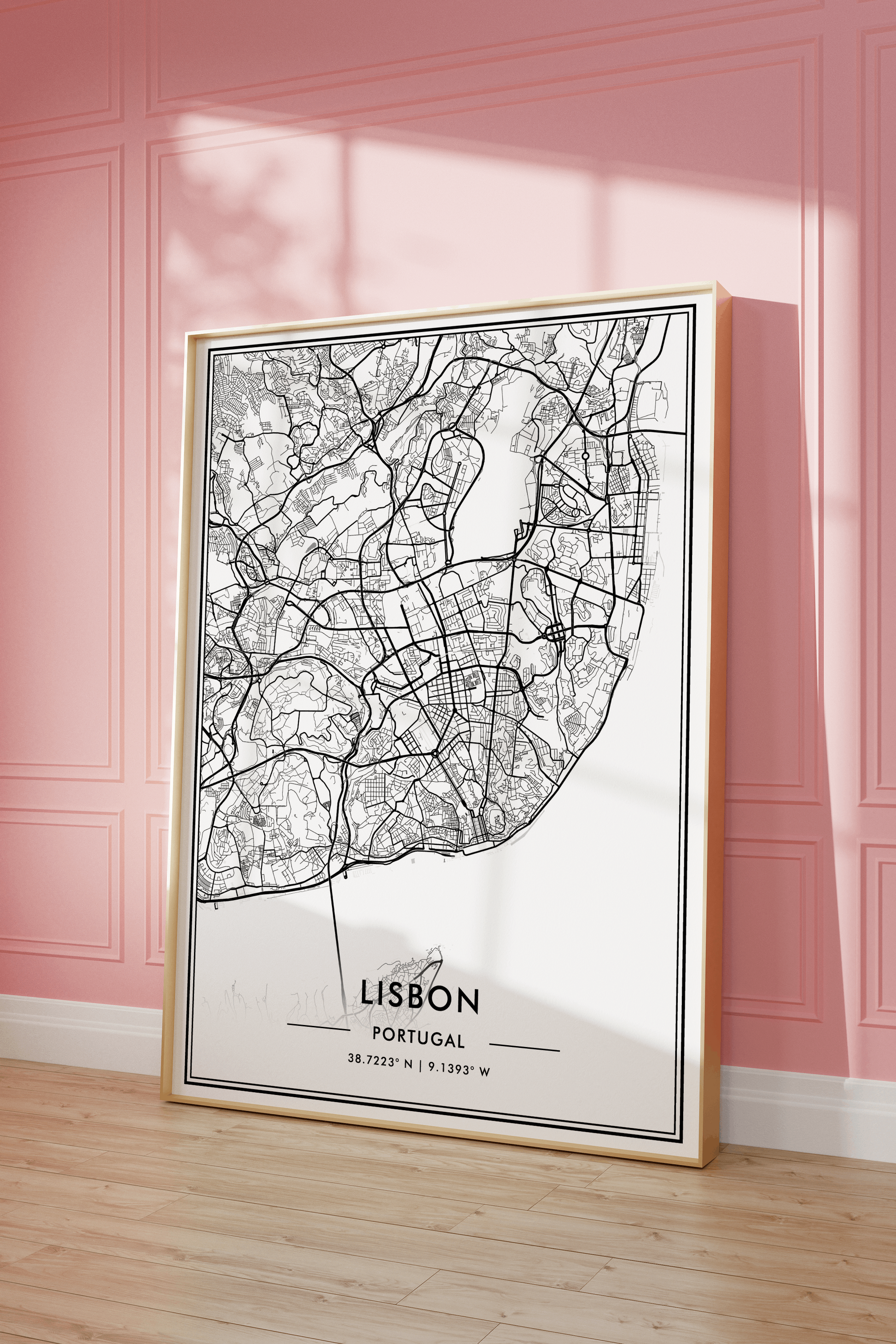 Lisbon Portugal City Map Wall Art, Contemporary Black and White Poster, Aesthetic Home & Office Decor, Modern Travel Print