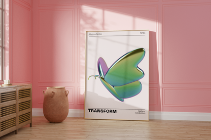 Metallic Butterfly Wall Art, Green Purple Chrome Holographic Poster, Funky Room Decor, Abstract Illustration, Trendy Aesthetic Museum Print