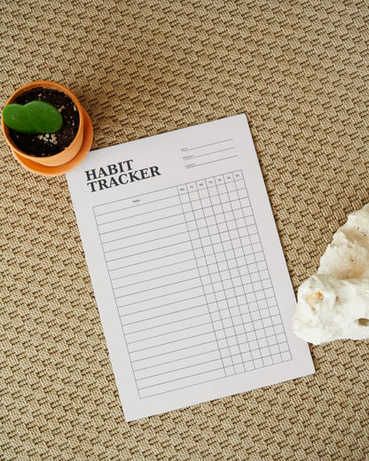 Minimalistic Beige Black Habit Tracker Printable