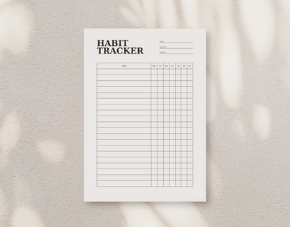 Minimalistic Beige Black Habit Tracker Printable