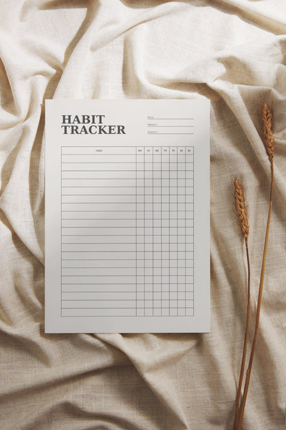 Minimalistic Beige Black Habit Tracker Printable