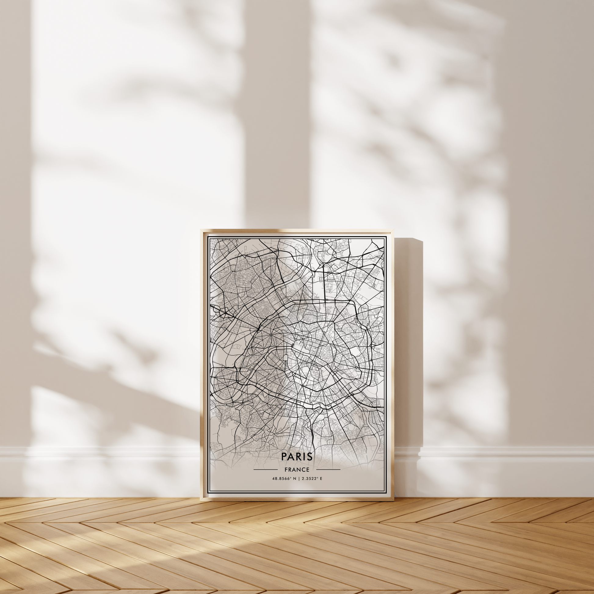 Paris France City Map Wall Art, Stylish Modern Black & White Print, Contemporary Elegant Home and Office Decor, French Minimal Travel Poster