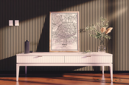 Paris France City Map Wall Art, Stylish Modern Black & White Print, Contemporary Elegant Home and Office Decor, French Minimal Travel Poster