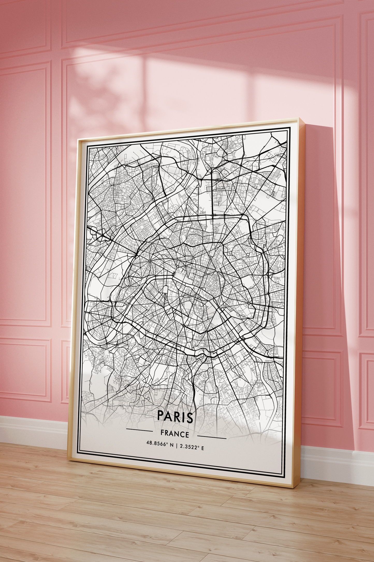Paris France City Map Wall Art, Stylish Modern Black & White Print, Contemporary Elegant Home and Office Decor, French Minimal Travel Poster