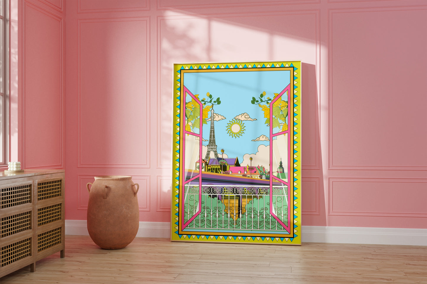 Paris France Wall Art, Eiffel Tower Travel Poster, Funky Colorful Home Decor, Modern Gallery, Trendy Aesthetic Print, Eclectic Printable Art
