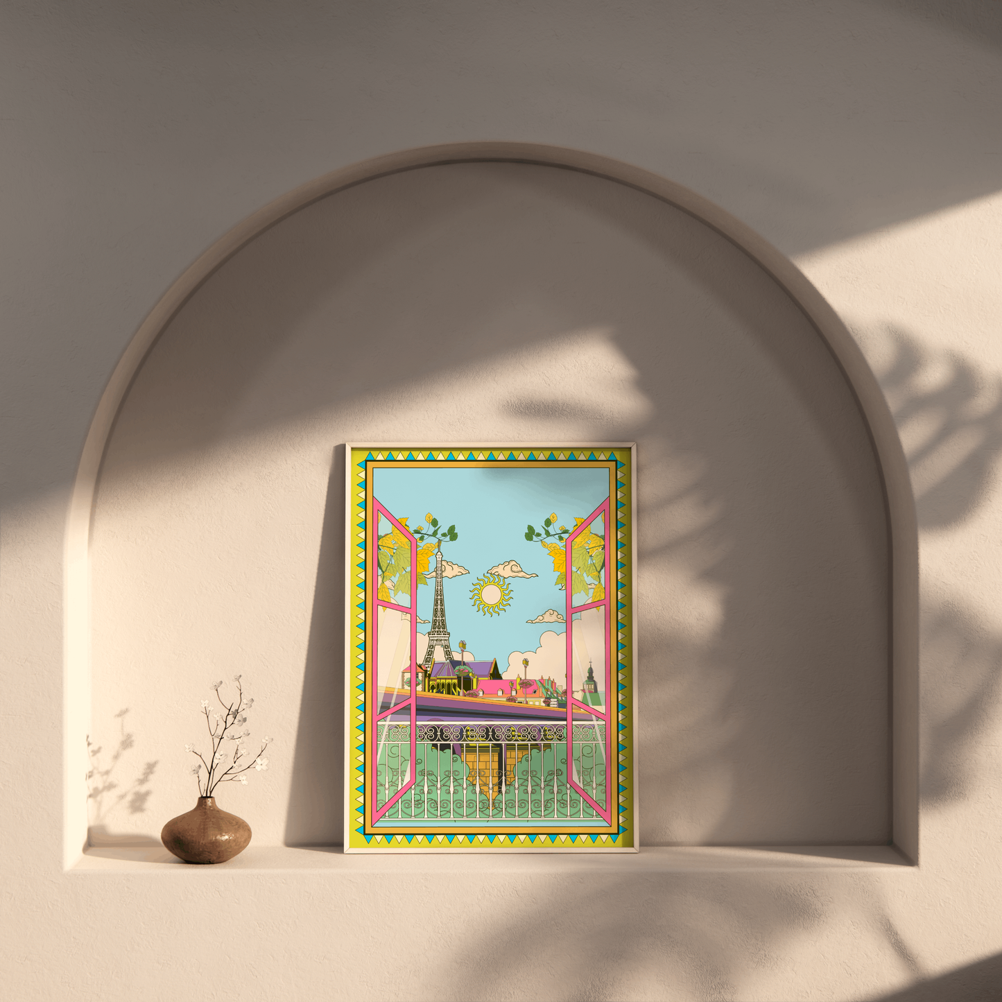 Paris France Wall Art, Eiffel Tower Travel Poster, Funky Colorful Home Decor, Modern Gallery, Trendy Aesthetic Print, Eclectic Printable Art