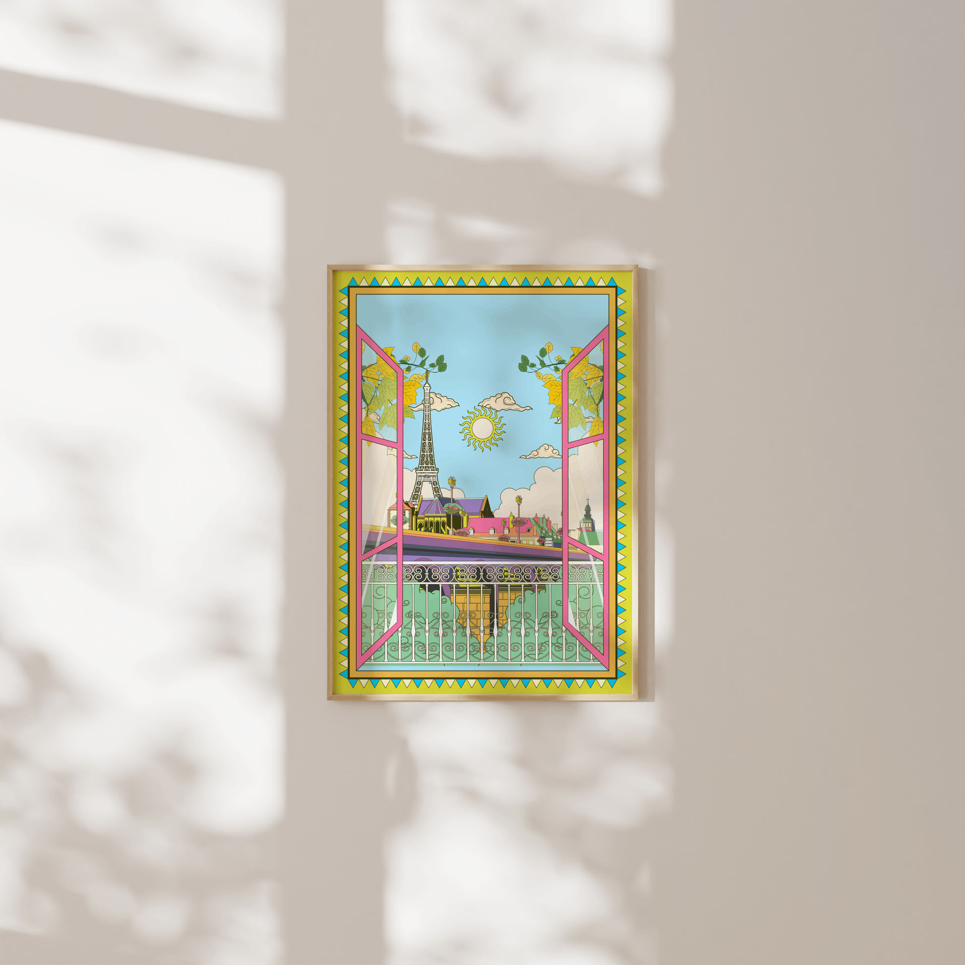 Paris France Wall Art, Eiffel Tower Travel Poster, Funky Colorful Home Decor, Modern Gallery, Trendy Aesthetic Print, Eclectic Printable Art