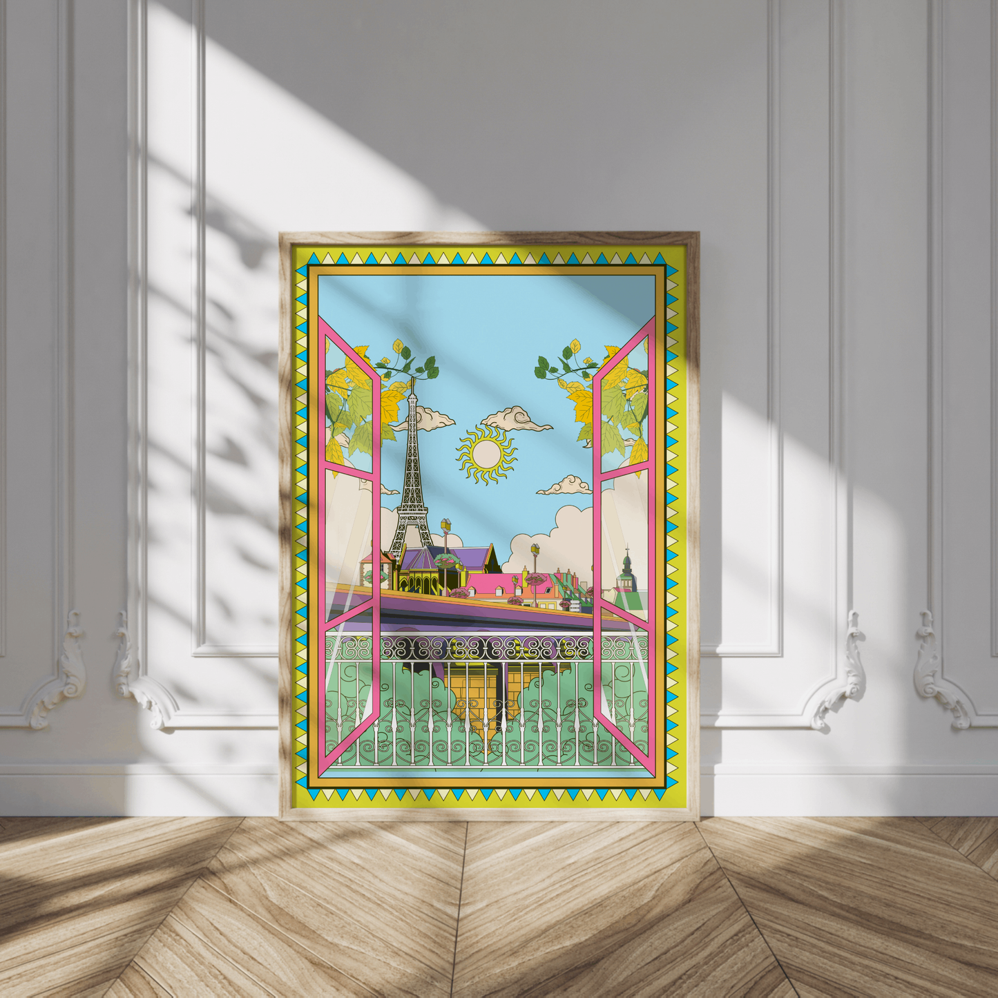 Paris France Wall Art, Eiffel Tower Travel Poster, Eclectic Home, Funky Colorful Decor, Modern Gallery, Trendy Aesthetic Print - Digital Version