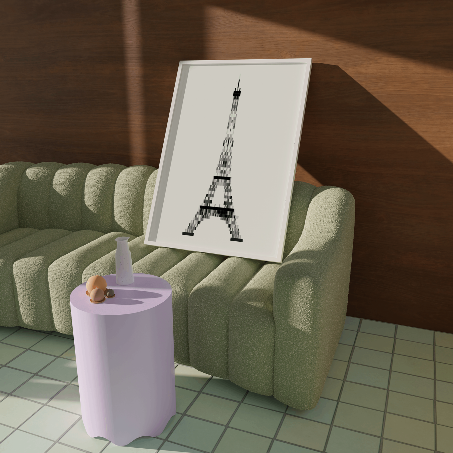 Pixelated Eiffel Tower Poster, Trendy Aesthetic Home Decor