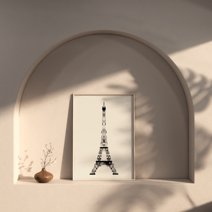 Pixelated Eiffel Tower Poster, Trendy Aesthetic Home Decor