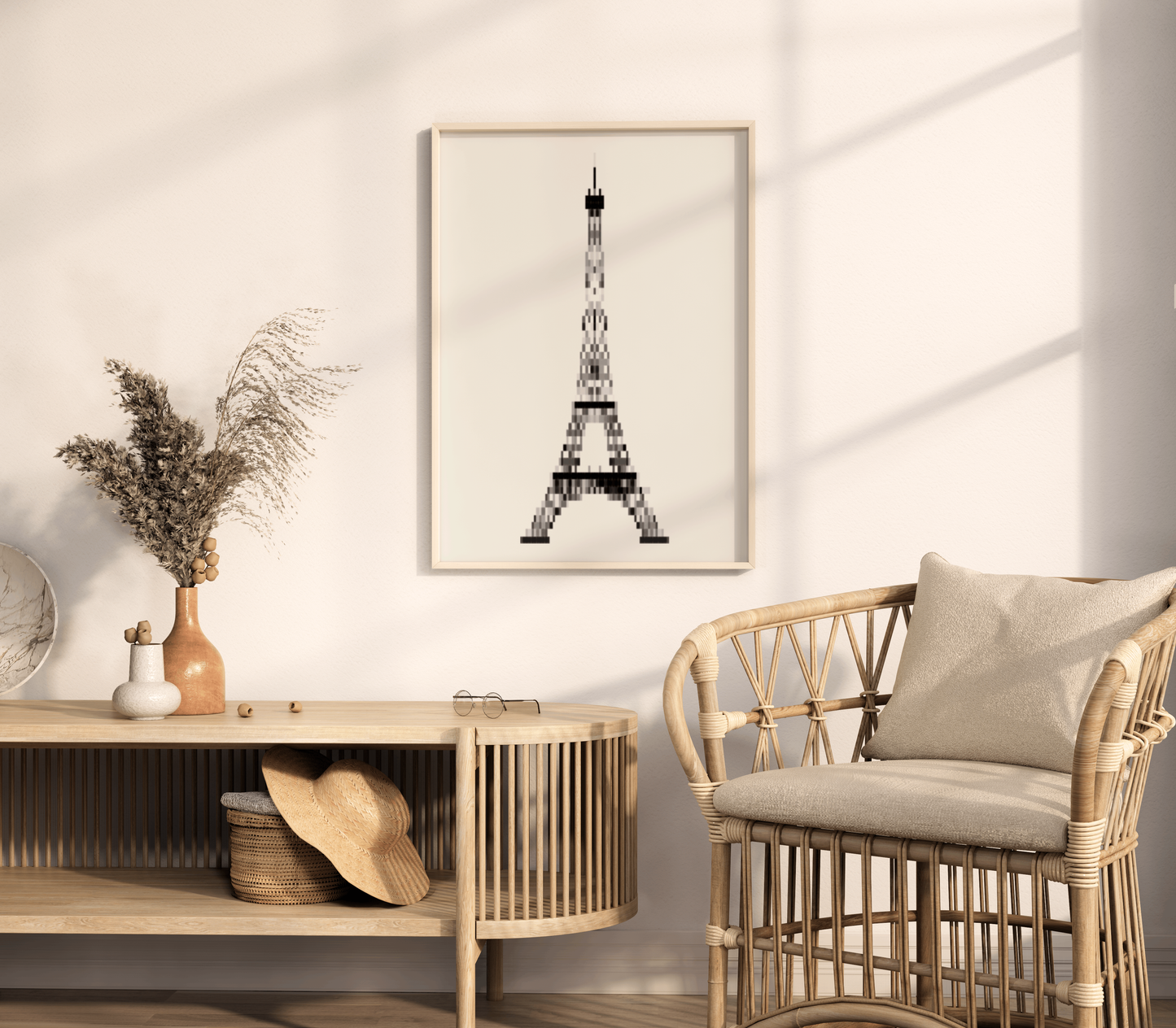 Pixelated Eiffel Tower Poster, Trendy Aesthetic Home Decor