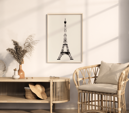 Pixelated Eiffel Tower Poster, Trendy Aesthetic Home Decor