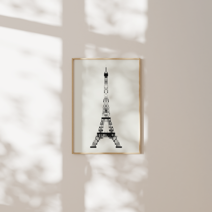 Pixelated Eiffel Tower Poster, Trendy Aesthetic Home Decor
