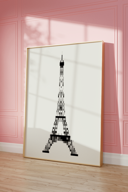 Pixelated Eiffel Tower Poster, Trendy Aesthetic Home Decor
