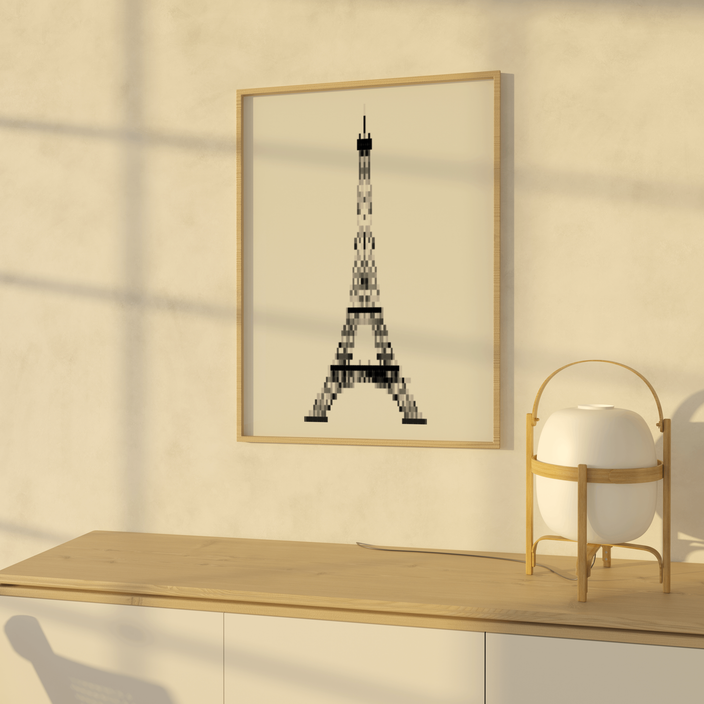 Pixelated Eiffel Tower Poster, Trendy Aesthetic Home Decor
