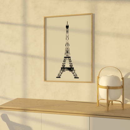 Pixelated Eiffel Tower Poster, Trendy Aesthetic Home Decor