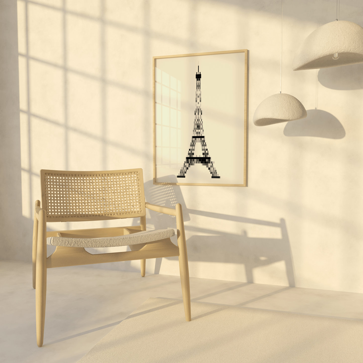 Pixelated Eiffel Tower Poster, Trendy Aesthetic Home Decor