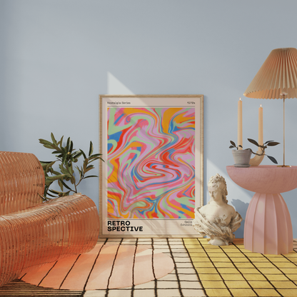 Gallery Wall Art Set Of 2 Prints, Retro Abstract Aura Gradient Poster, 70s Aesthetic, Vintage Euphoria Pastel Print, Trendy Holographic Set - Digital Art Printables