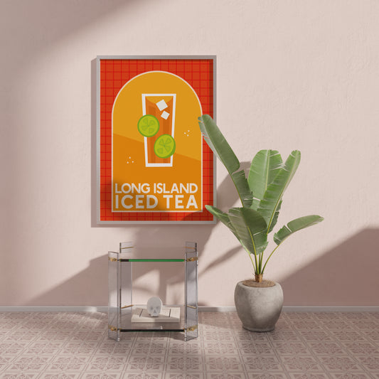 Retro Cocktail Wall Art, Long Island Iced Tea Print, Funky Alcohol Bar Cart Decor, Cottagecore Kitchen, Colourful Trendy Art, Eclectic Home
