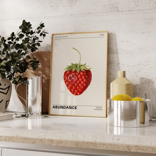 Strawberry Illustration Wall Art, Retro Fruit Poster, Modern Vintage Print, Aesthetic Home Decor, Cottagecore Kitchen, Fruit Market (1930)