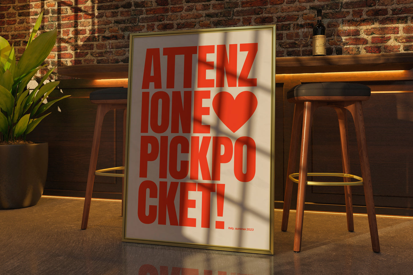 Attenzione Pickpocket Wall Art, Trendy Viral Quote Poster, Bold Red Typography, Funny Printable