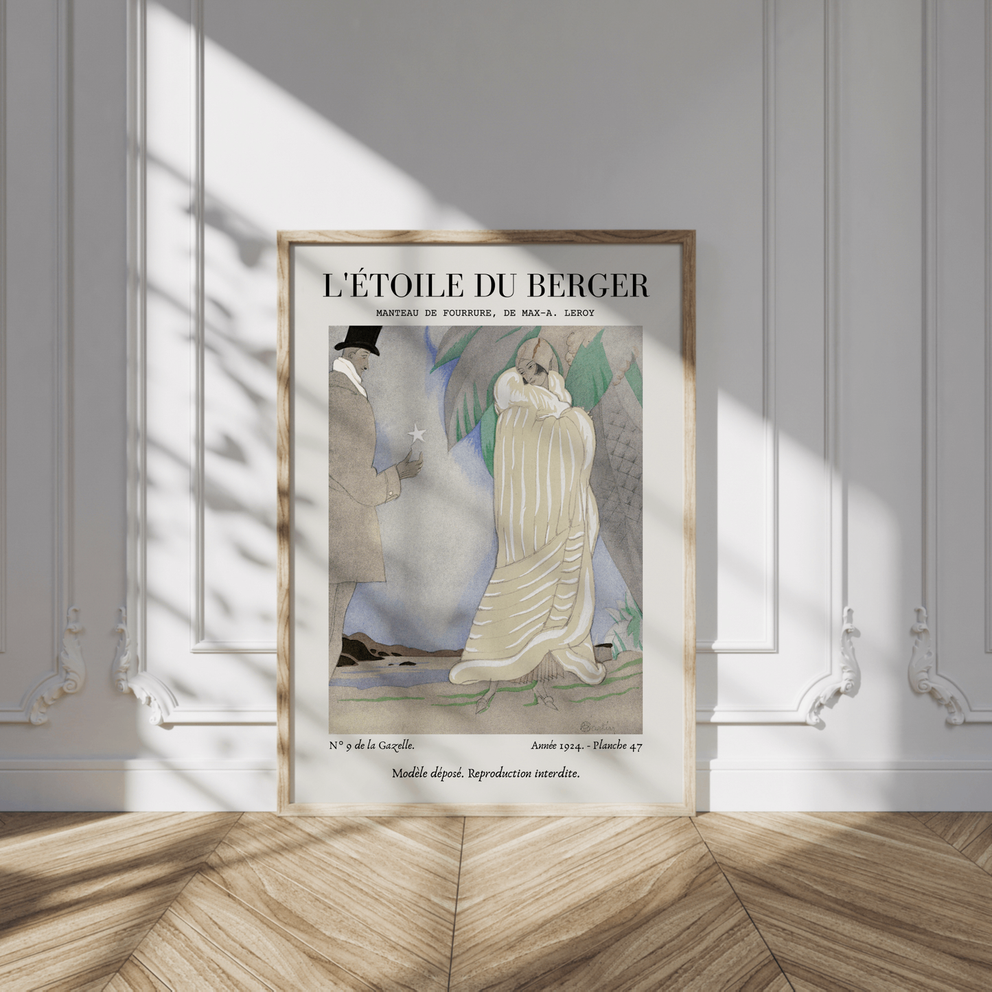 Art Deco Fashion Illustration Wall Art, Vintage French Poster, Neutral Beige Home Decor, Boho Gallery, Retro Magazine Print, Fashion Drawing, L'étoile du Berger Max-A. Leroy (1924)