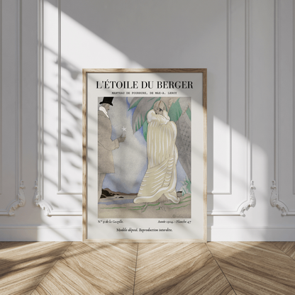 Art Deco Fashion Illustration Wall Art, Vintage French Poster, Neutral Beige Home Decor, Boho Gallery, Retro Magazine Print, Fashion Drawing, L'étoile du Berger Max-A. Leroy (1924)
