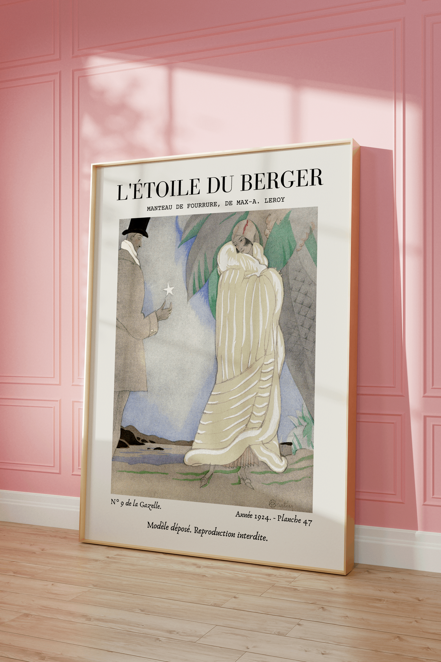Art Deco Fashion Illustration Wall Art, Vintage French Poster, Neutral Beige Home Decor, Boho Gallery, Retro Magazine Print, Fashion Drawing, L'étoile du Berger Max-A. Leroy (1924)