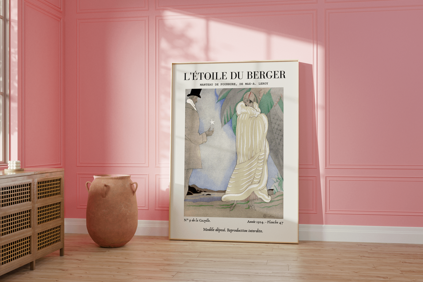 Art Deco Fashion Illustration Wall Art, Vintage French Poster, Neutral Beige Home Decor, Boho Gallery, Retro Magazine Print, Fashion Drawing, L'étoile du Berger Max-A. Leroy (1924)