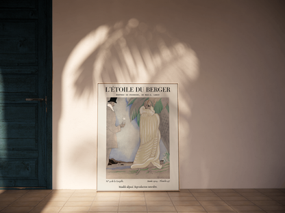 Art Deco Fashion Illustration Wall Art, Vintage French Poster, Neutral Beige Home Decor, Boho Gallery, Retro Magazine Print, Fashion Drawing, L'étoile du Berger Max-A. Leroy (1924)
