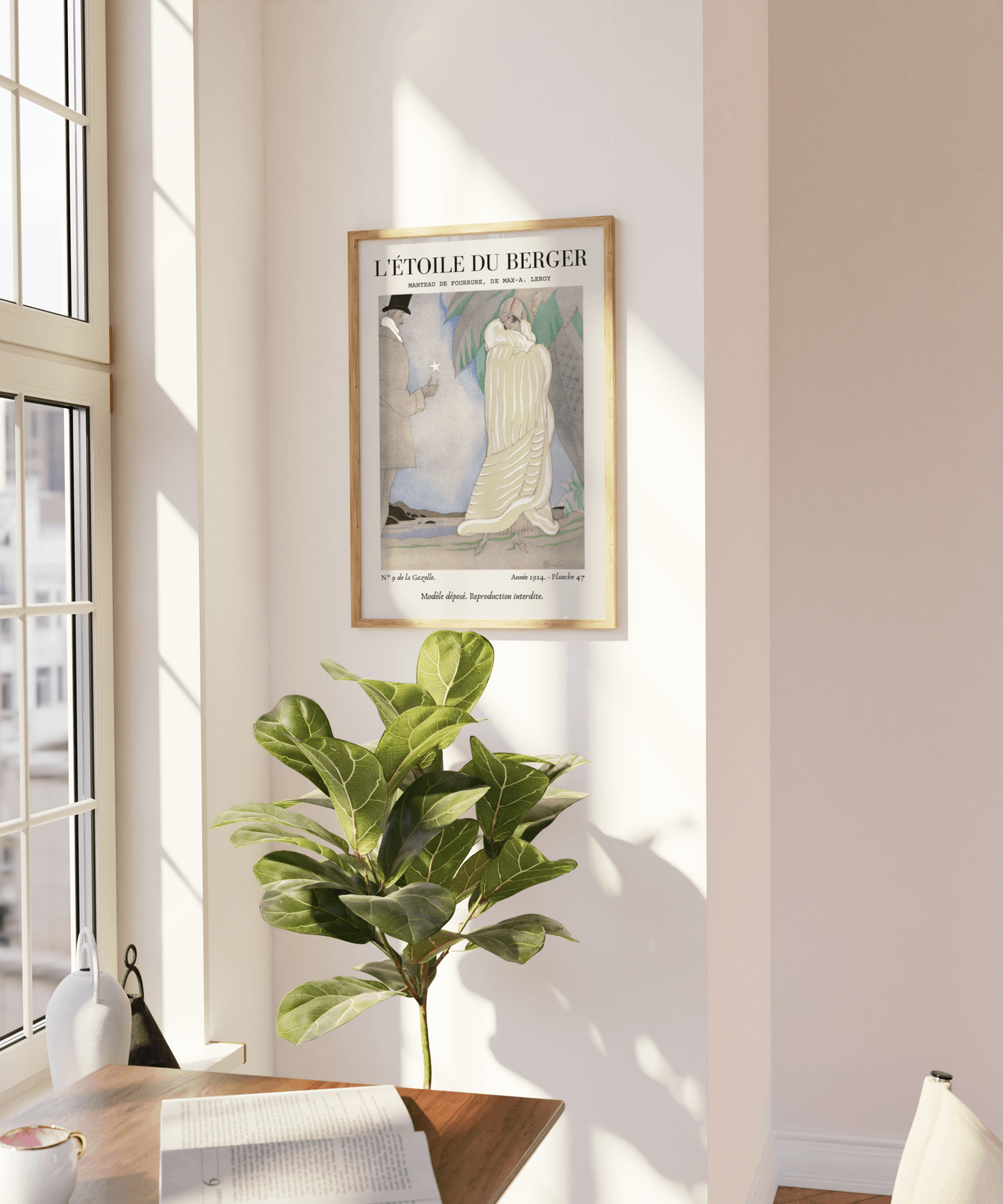 Art Deco Fashion Illustration Wall Art, Vintage French Poster, Neutral Beige Home Decor, Boho Gallery, Retro Magazine Print, Fashion Drawing, L'étoile du Berger Max-A. Leroy (1924)