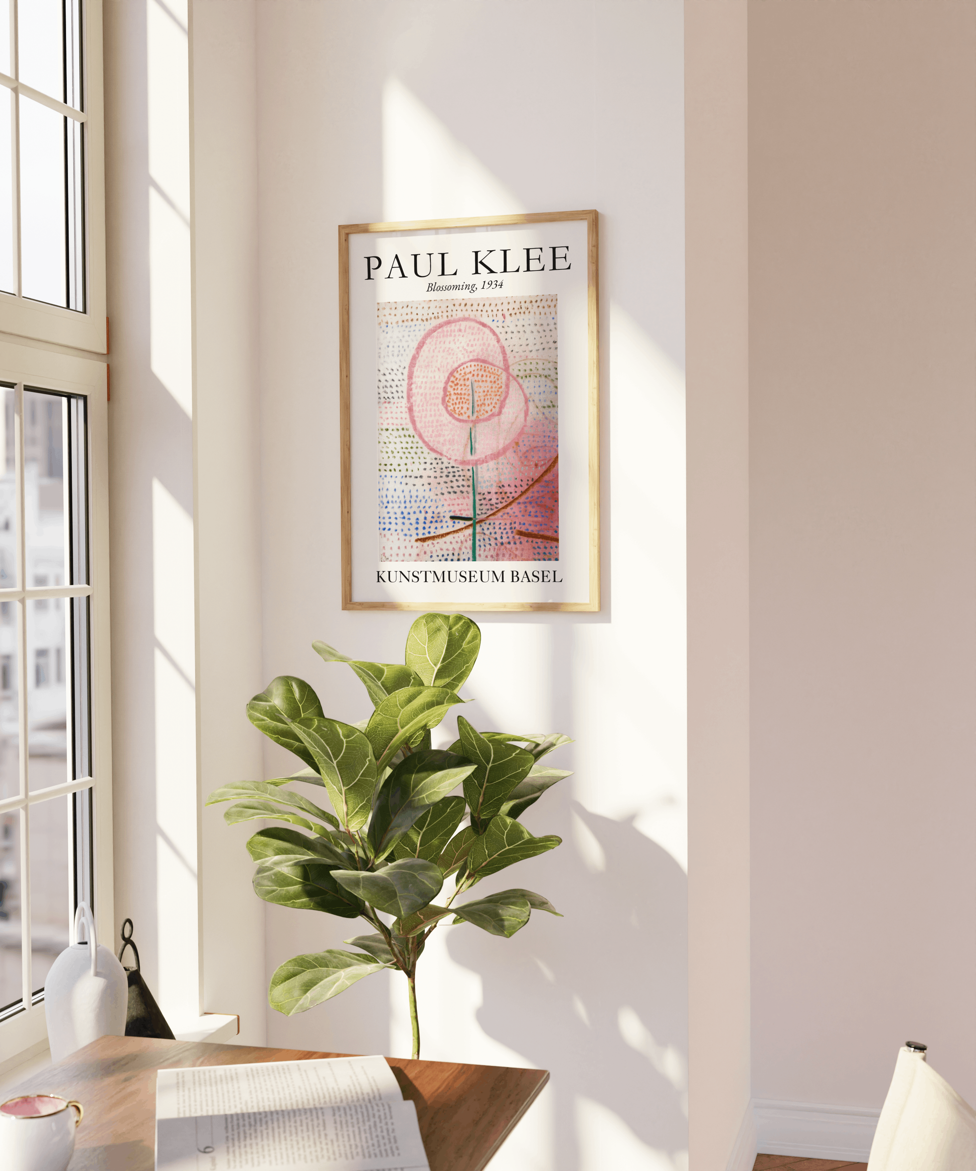 Flower Market Wall Art, Paul Klee Museum Exhibition Poster, Soft Pink Abstract Flower Print, Trendy Aesthetic Home Decor, Blossoming (1934)