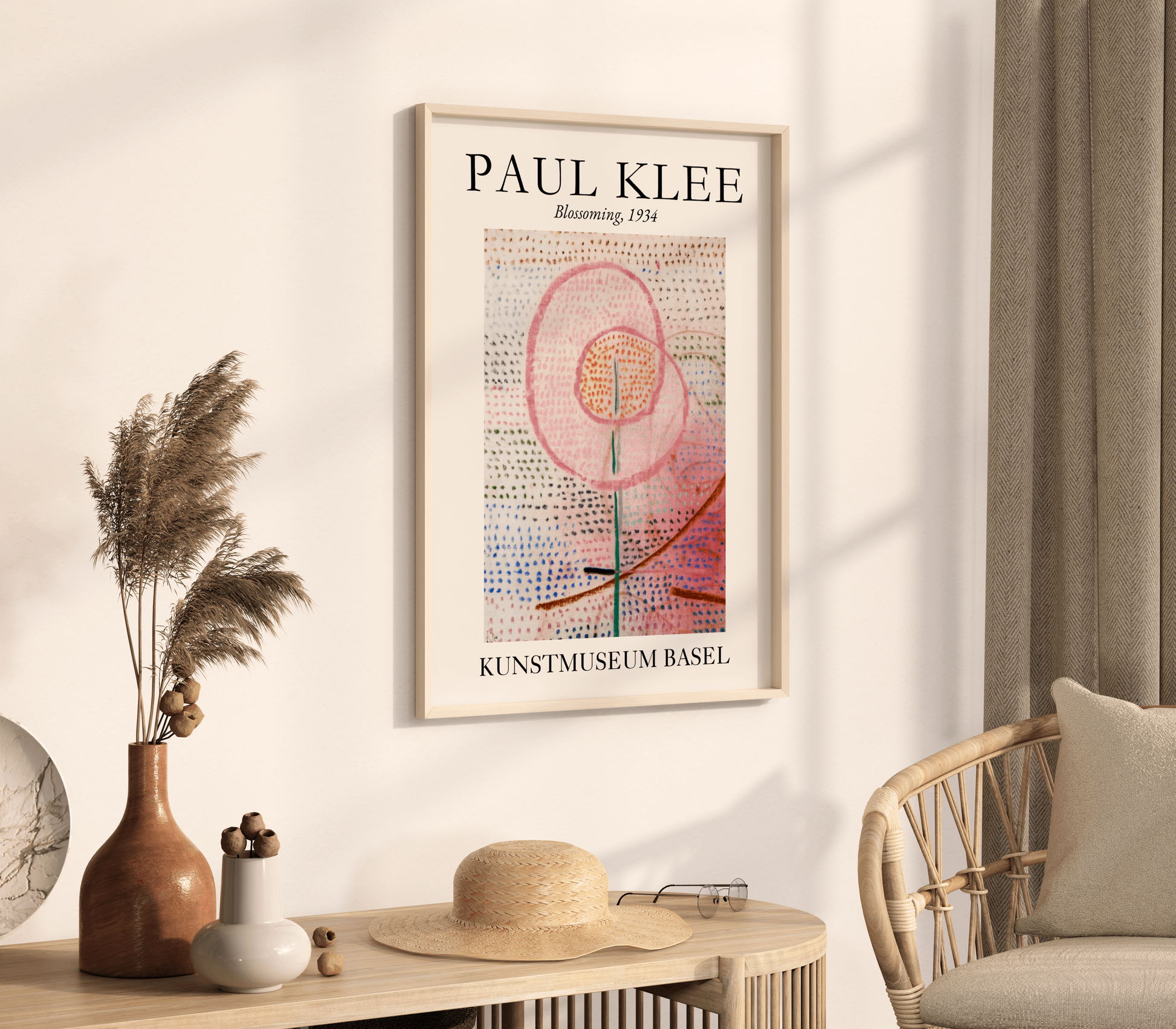 Flower Market Wall Art, Paul Klee Museum Exhibition Poster, Soft Pink Abstract Flower Print, Trendy Aesthetic Home Decor, Blossoming (1934)