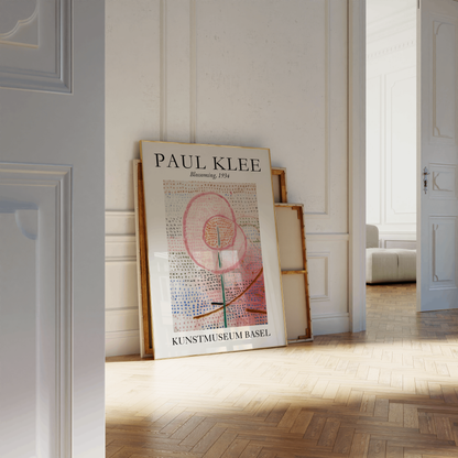 Flower Market Wall Art, Paul Klee Museum Exhibition Poster, Soft Pink Abstract Flower Print, Trendy Aesthetic Home Decor, Blossoming (1934)