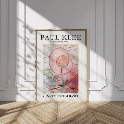 Flower Market Wall Art, Paul Klee Museum Exhibition Poster, Soft Pink Abstract Flower Print, Trendy Aesthetic Home Decor, Blossoming (1934)