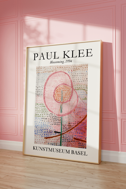 Flower Market Wall Art, Paul Klee Museum Exhibition Poster, Soft Pink Abstract Flower Print, Trendy Aesthetic Home Decor, Blossoming (1934)