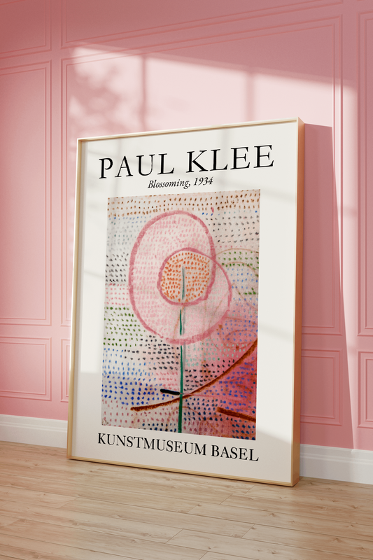 Flower Market Wall Art, Paul Klee Museum Exhibition Poster, Soft Pink Abstract Flower Print, Trendy Aesthetic Home Decor, Blossoming (1934)