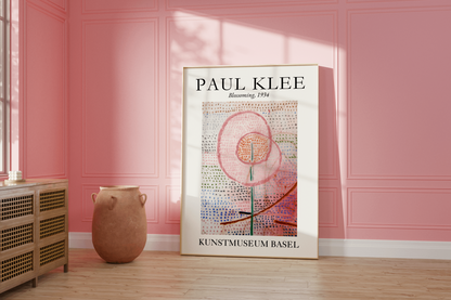 Flower Market Wall Art, Paul Klee Museum Exhibition Poster, Soft Pink Abstract Flower Print, Trendy Aesthetic Home Decor, Blossoming (1934)