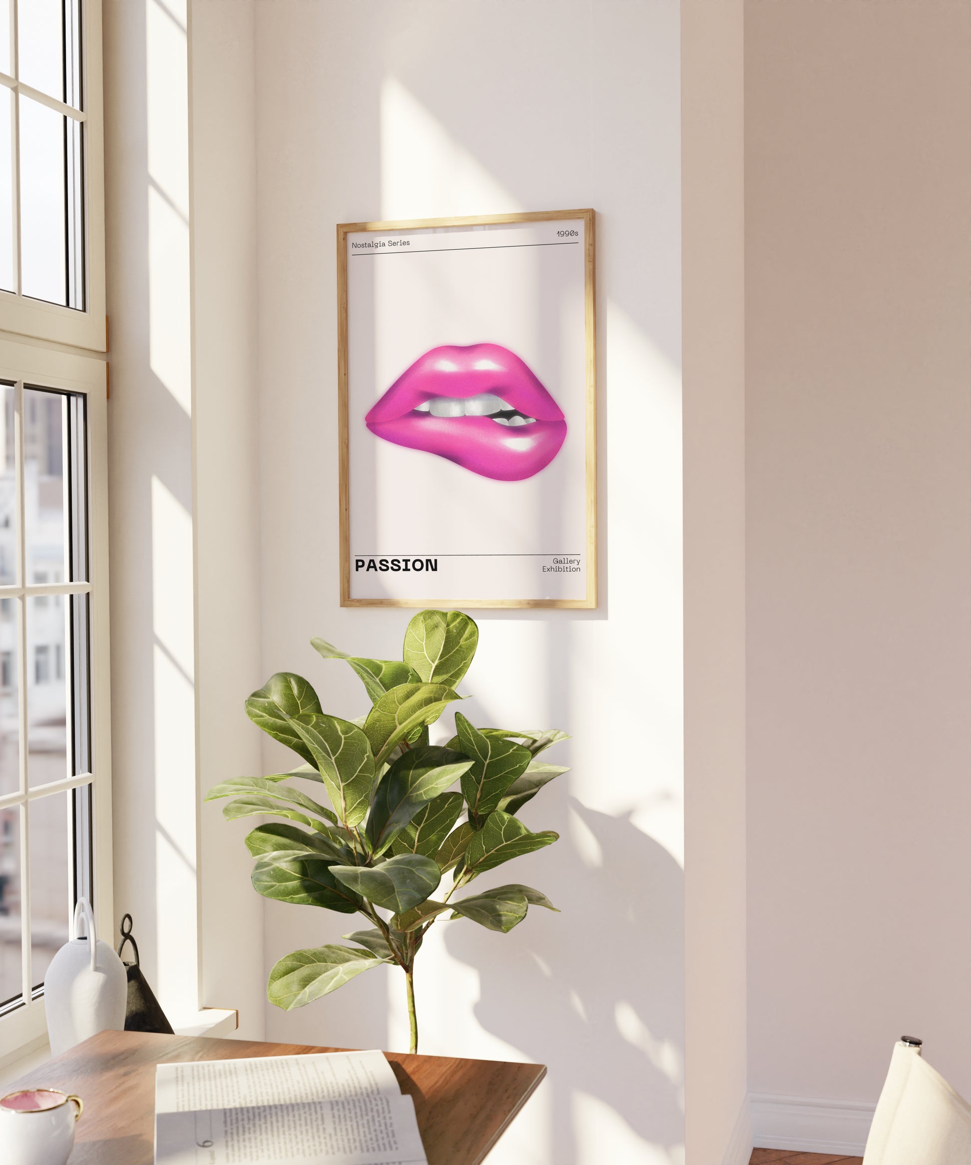 Passion Wall Art, 90s Funky Playful Poster, Pink Lips Illustration ...