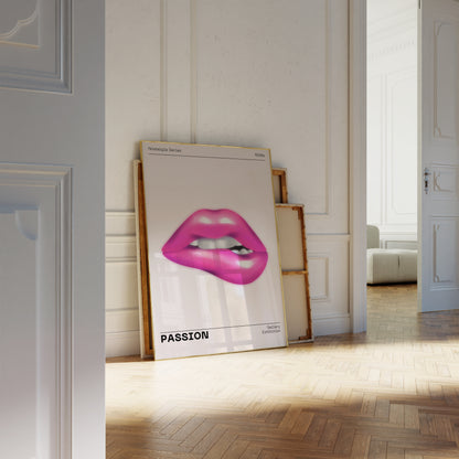 Pink Lips Wall Art, 90s Funky Playful Printable, Eclectic Home Decor, Trendy Fashion Aesthetic, Vanity Art, Vibrant Bold Passion Poster